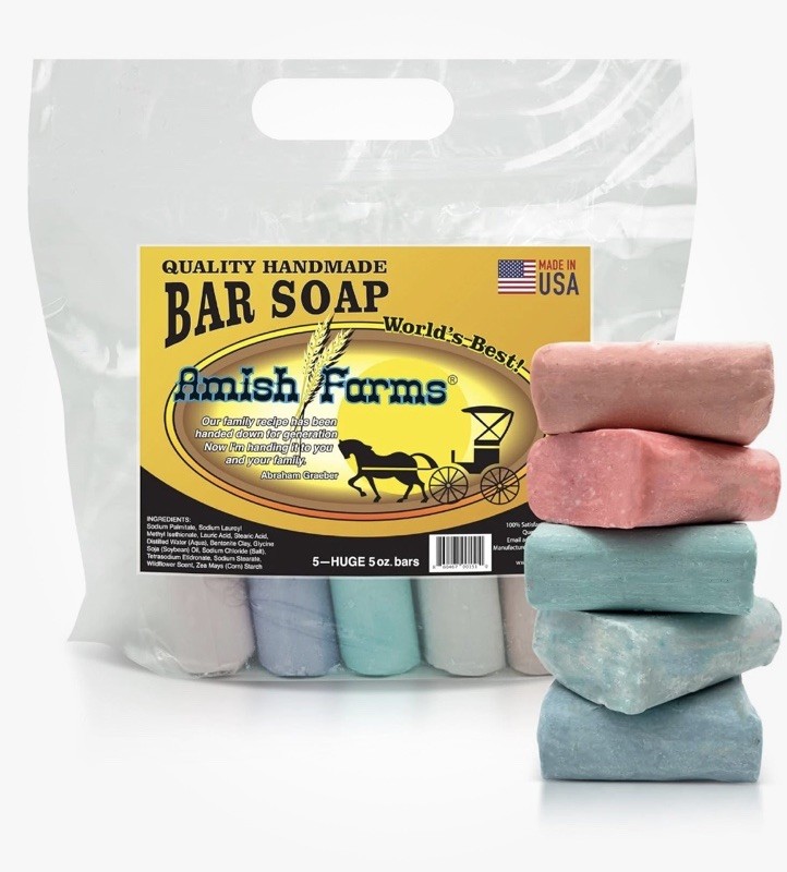 Amish Farm Bar Soap (Pack of 5) Scented. Wildflower Scented
