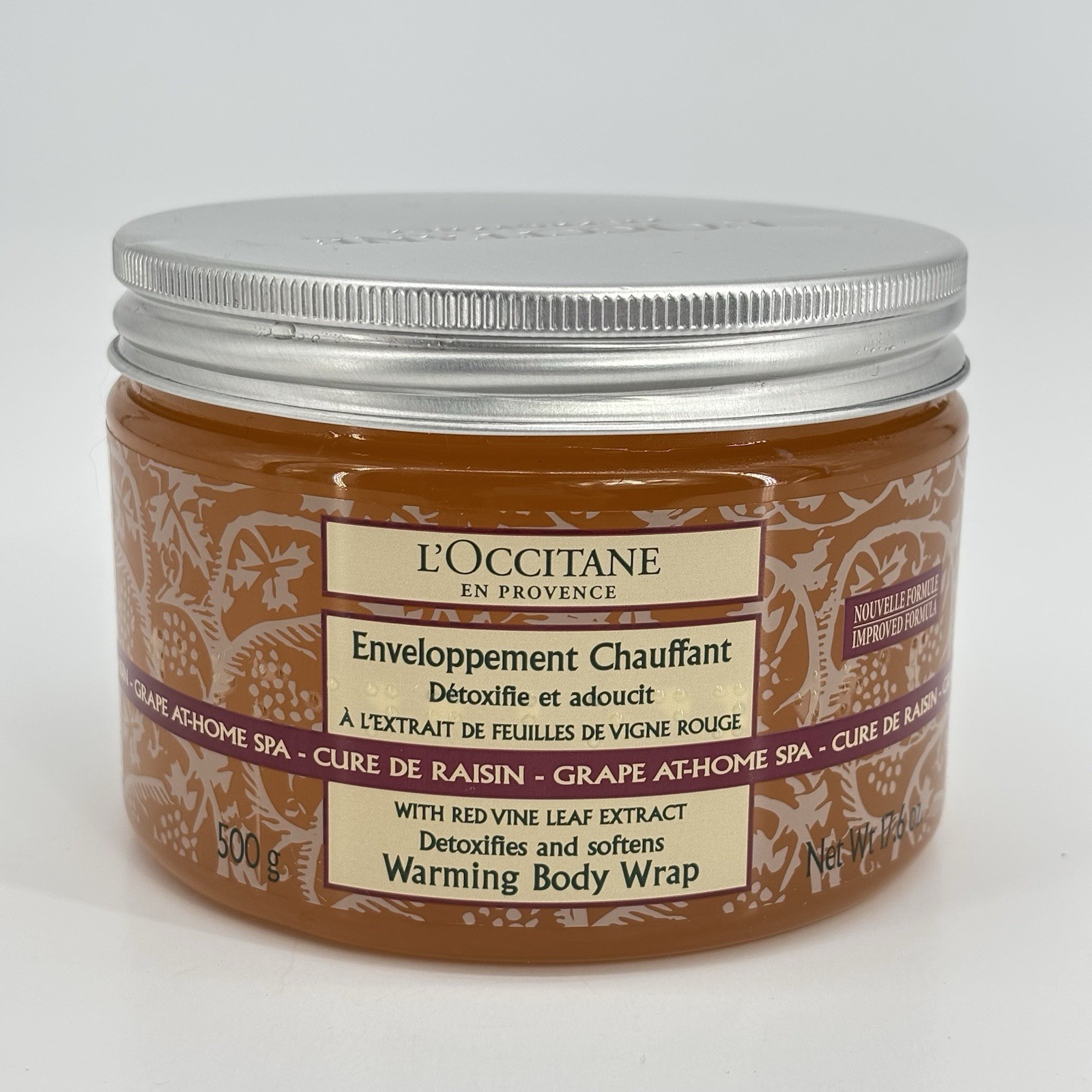 L’Occitane Grape At Home Spa Red Vine Leaf Warming Body Wrap 17.6 oz NEW