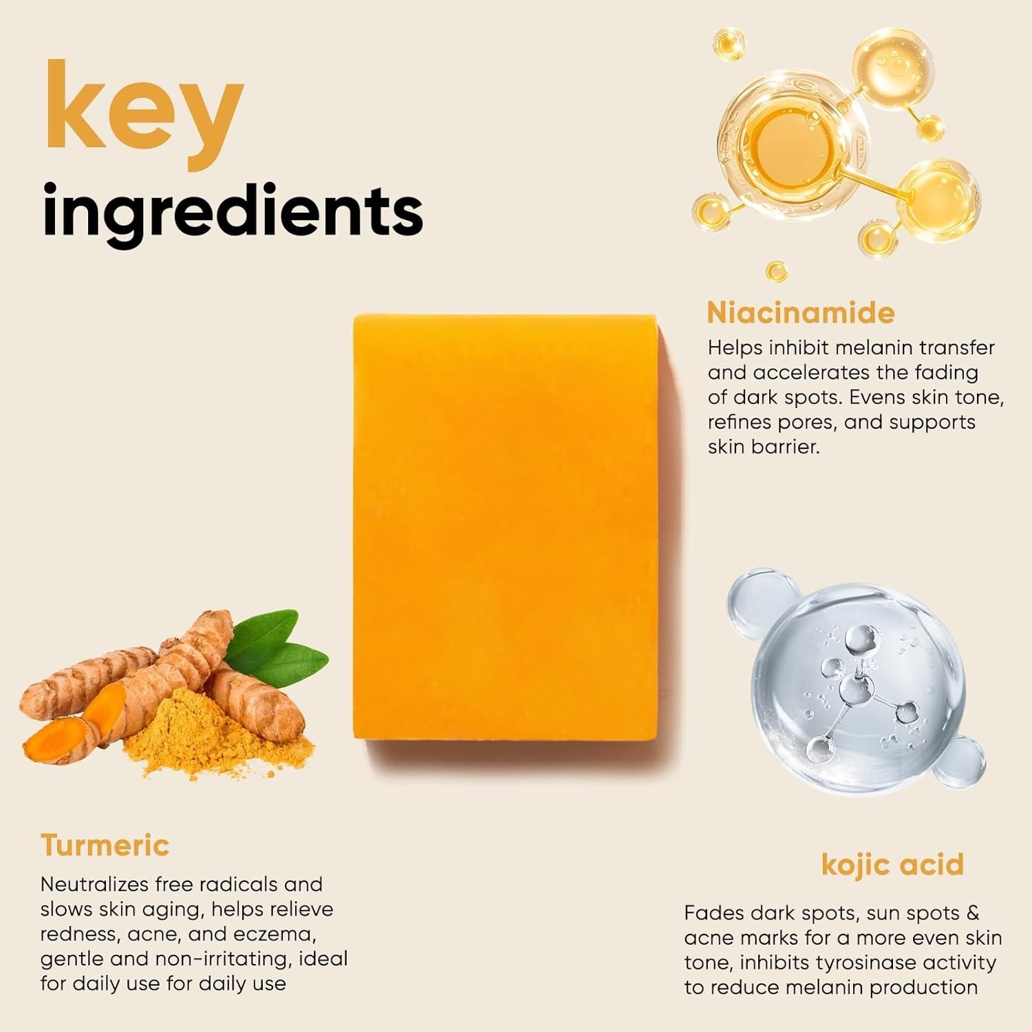 Kojic Acid Turmeric Soap Bars – Dark Spot Remover & Skin Care, Handmade Face & B