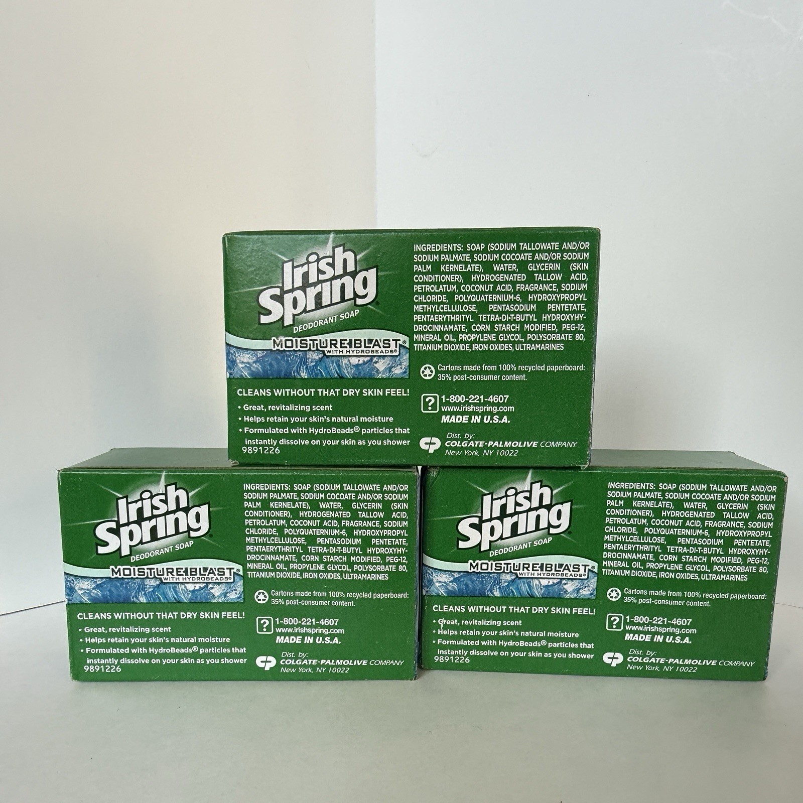 Irish Spring Moisture Blast With Hydrobeads Bar Soap 3 Count 3.75 Oz Each Discon