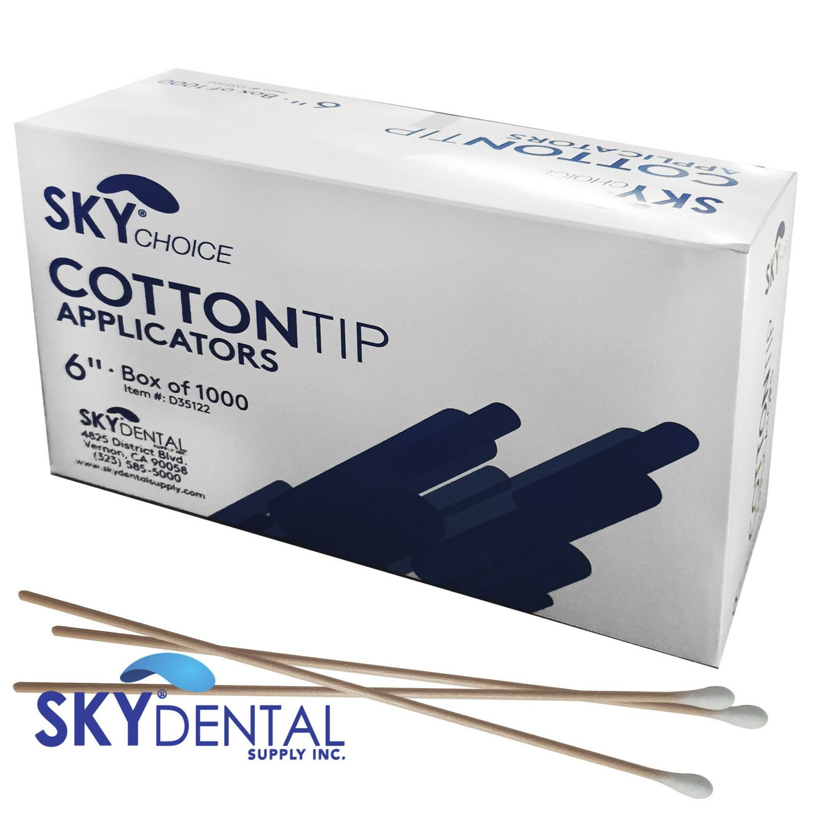 Cotton Tipped Applicators 6 inch Dental Medical Makeup 4302 Sky Choice 1000/PK