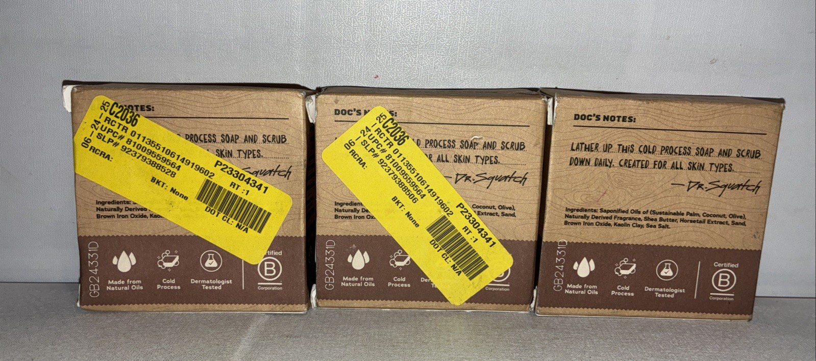 Lot Of 3-Dr. Squatch Maverick Musk Natural Bar Soap 5 oz Each/ Heavy Grit