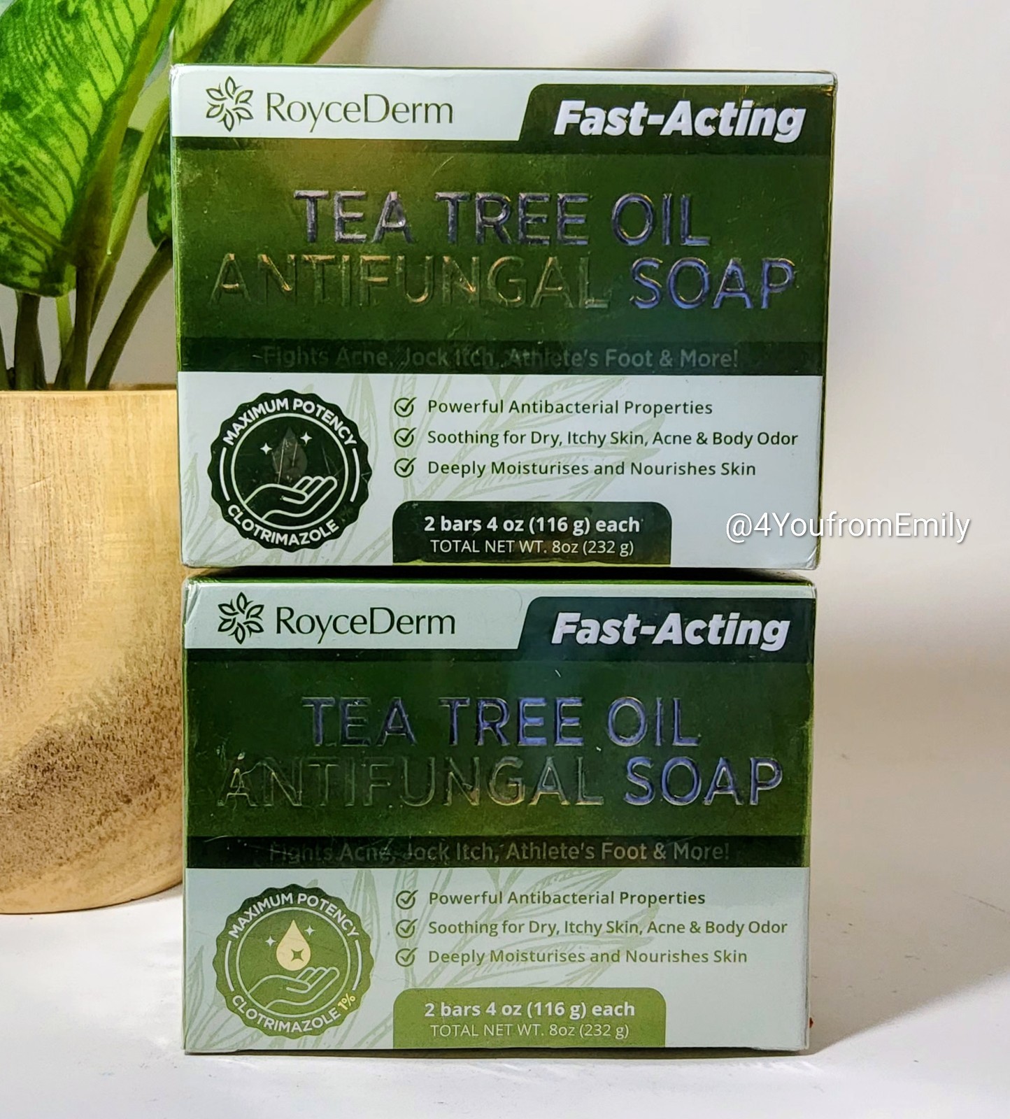 4 Bars – Roycederm Tea Tree Oil Antifungal Soap – 4 oz EACH Bar – Exp 12/2027