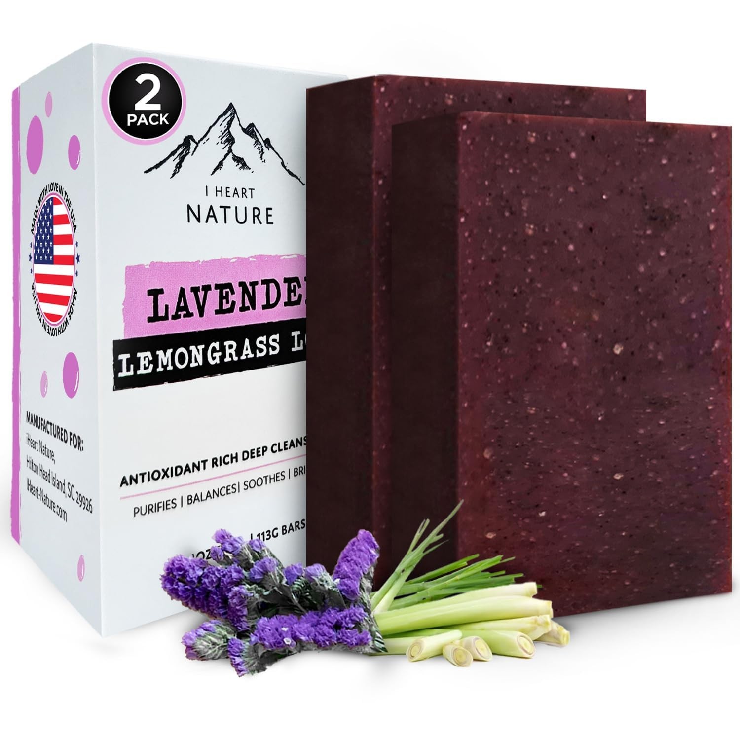 iHeart Lavender Soap Bars (2 Pack) – Deep Cleansing & Soothing for Sensitive …