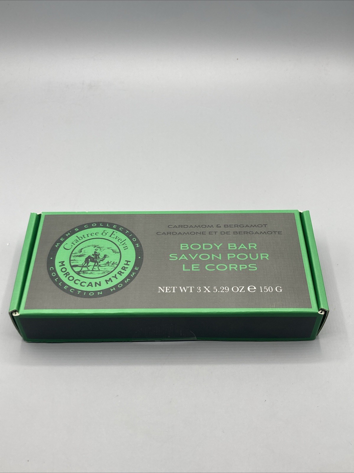 Crabtree & Evelyn Men’s Collection Moroccan Myrrh Body Bar Soap 3x 5.29 oz NIB