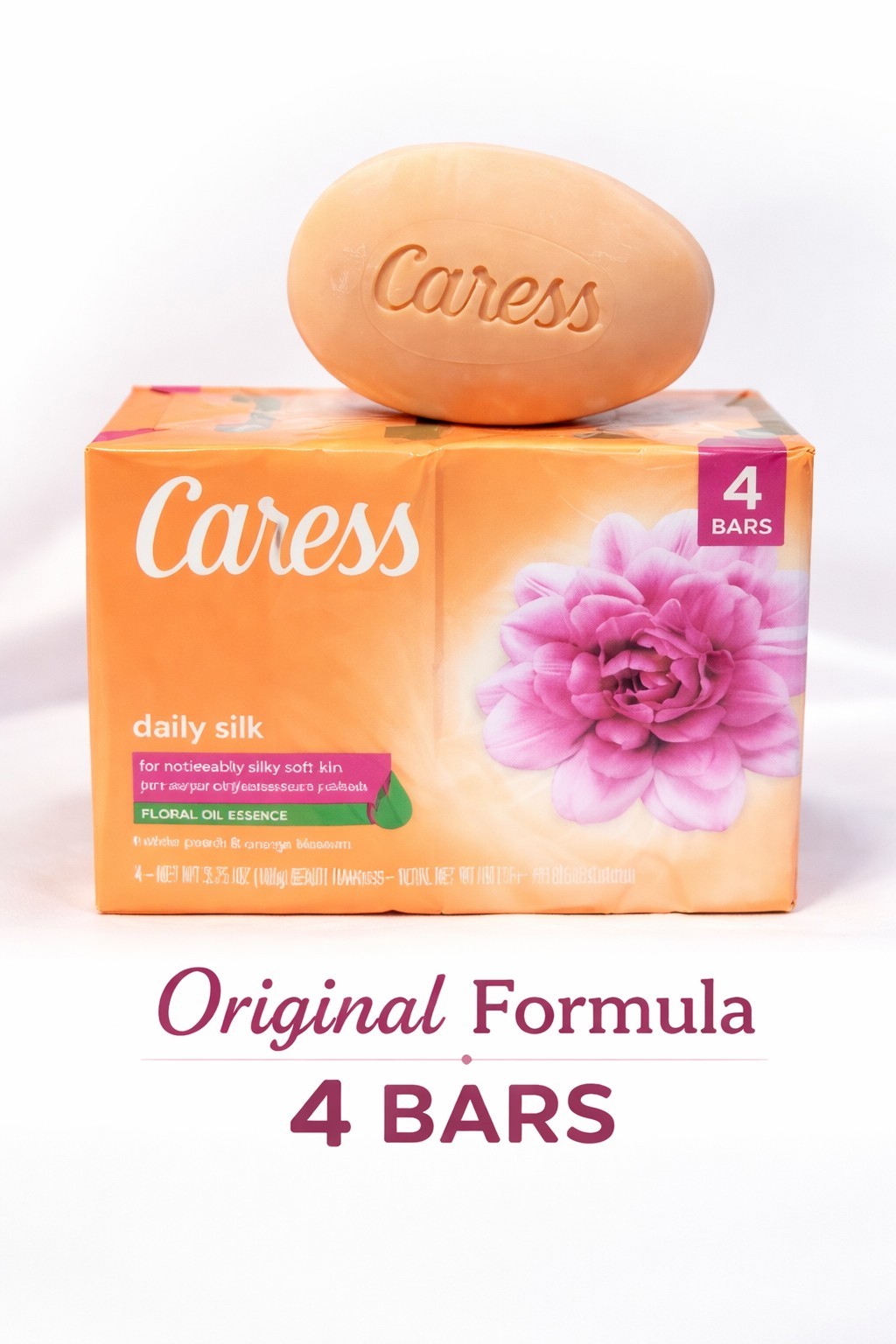 Caress Bar Soap Original Formula Floral Oil Essence Discontinued 4 Bars