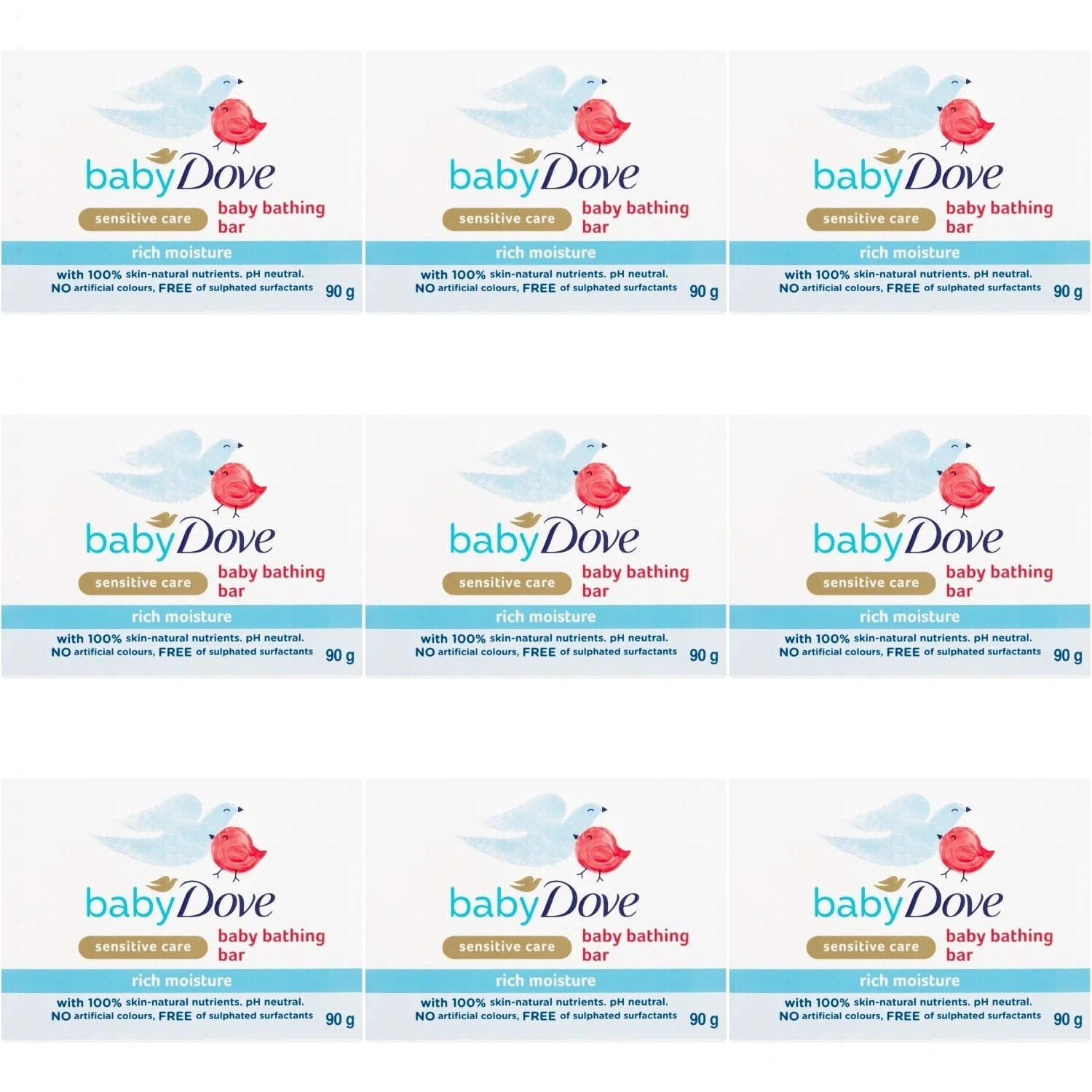 Baby Dove Bar Soap Bathing Sensitive Skin Moisture Gentle Baby 3.17 oz- 12 pk