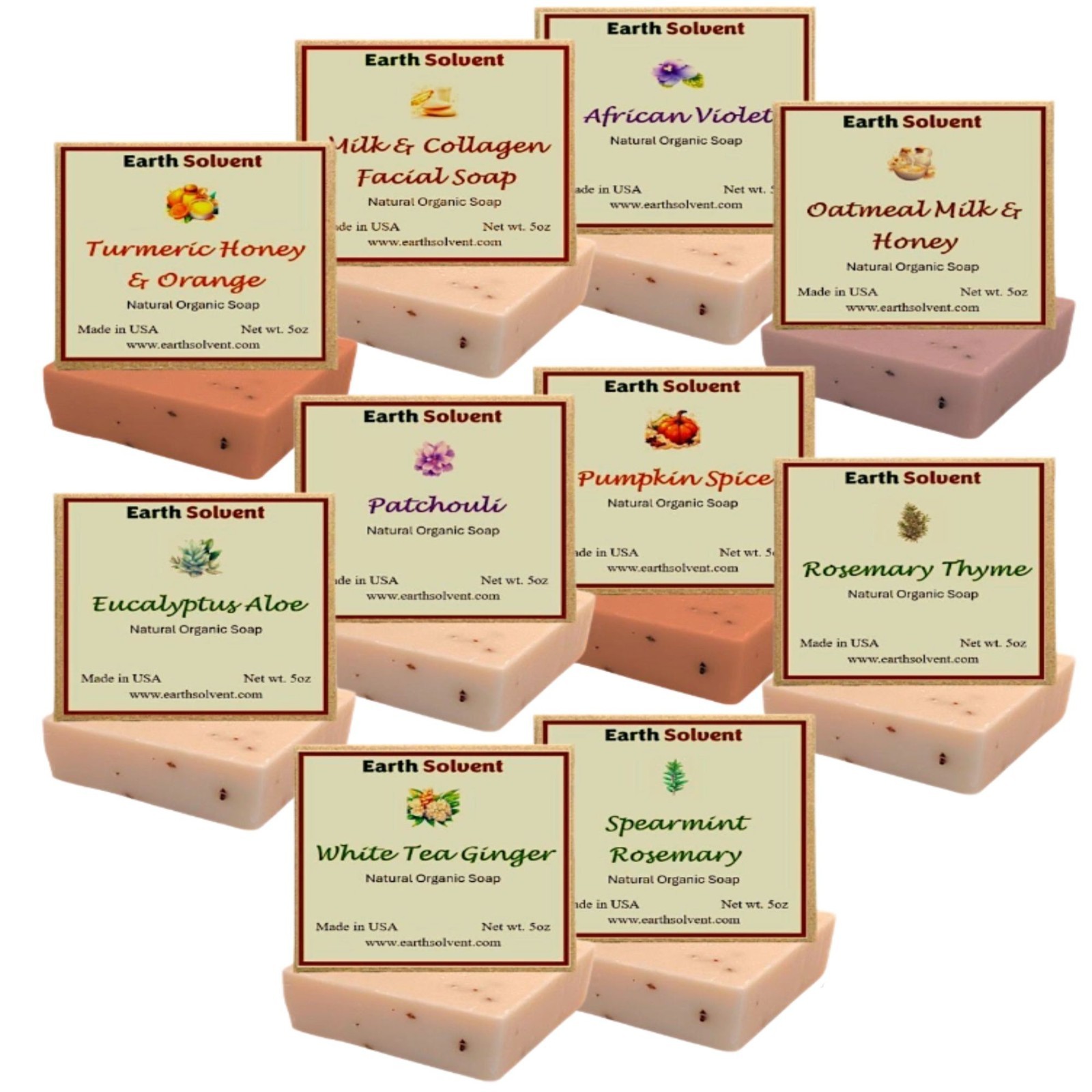 All Natural Organic Bar Soaps Cold Process Soap Made in USA 5oz each Pack of 3