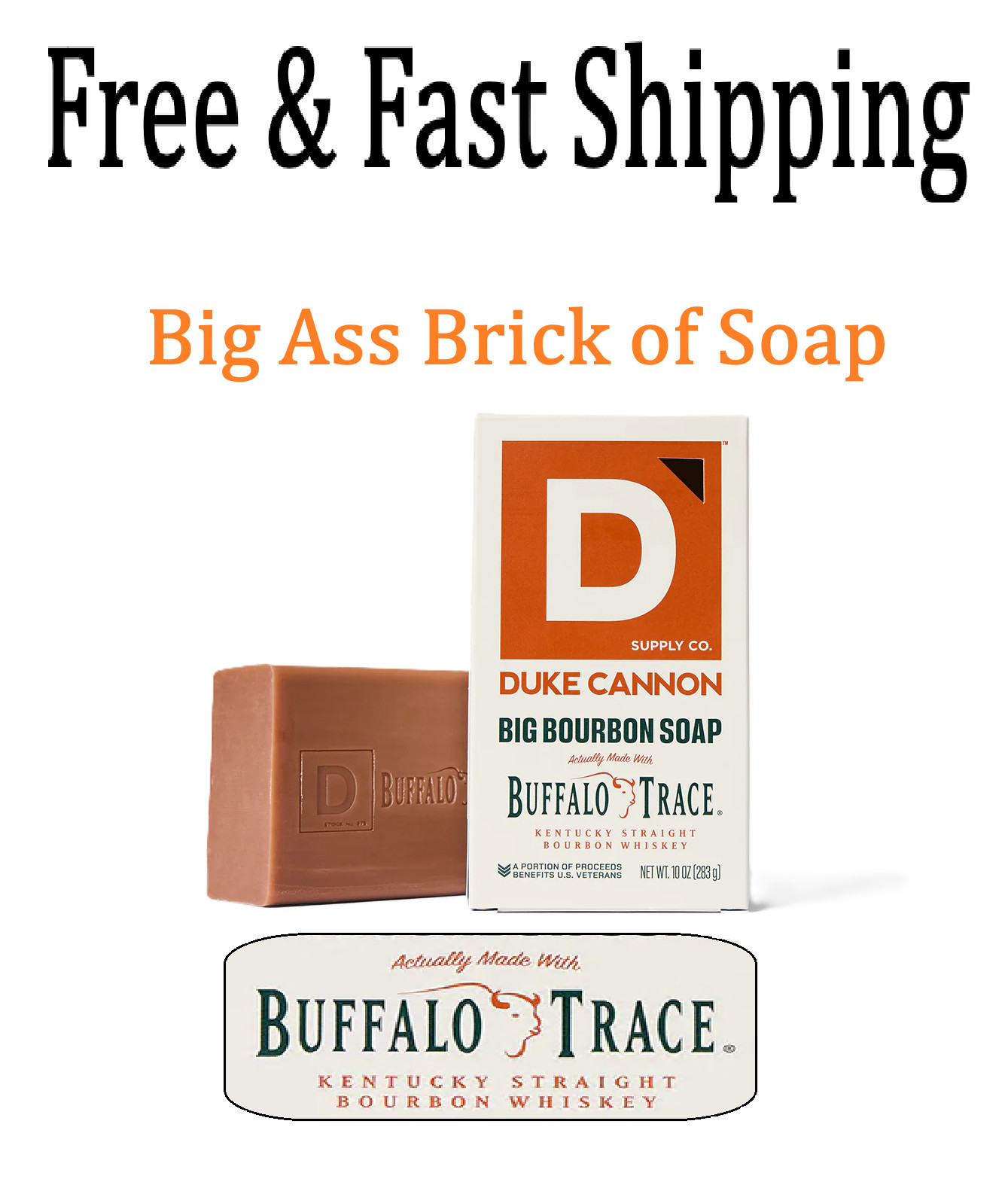Duke Cannon Supply Co. Men’s Bourbon Bar Soap 10 oz Extra Large – USA Made – NEW