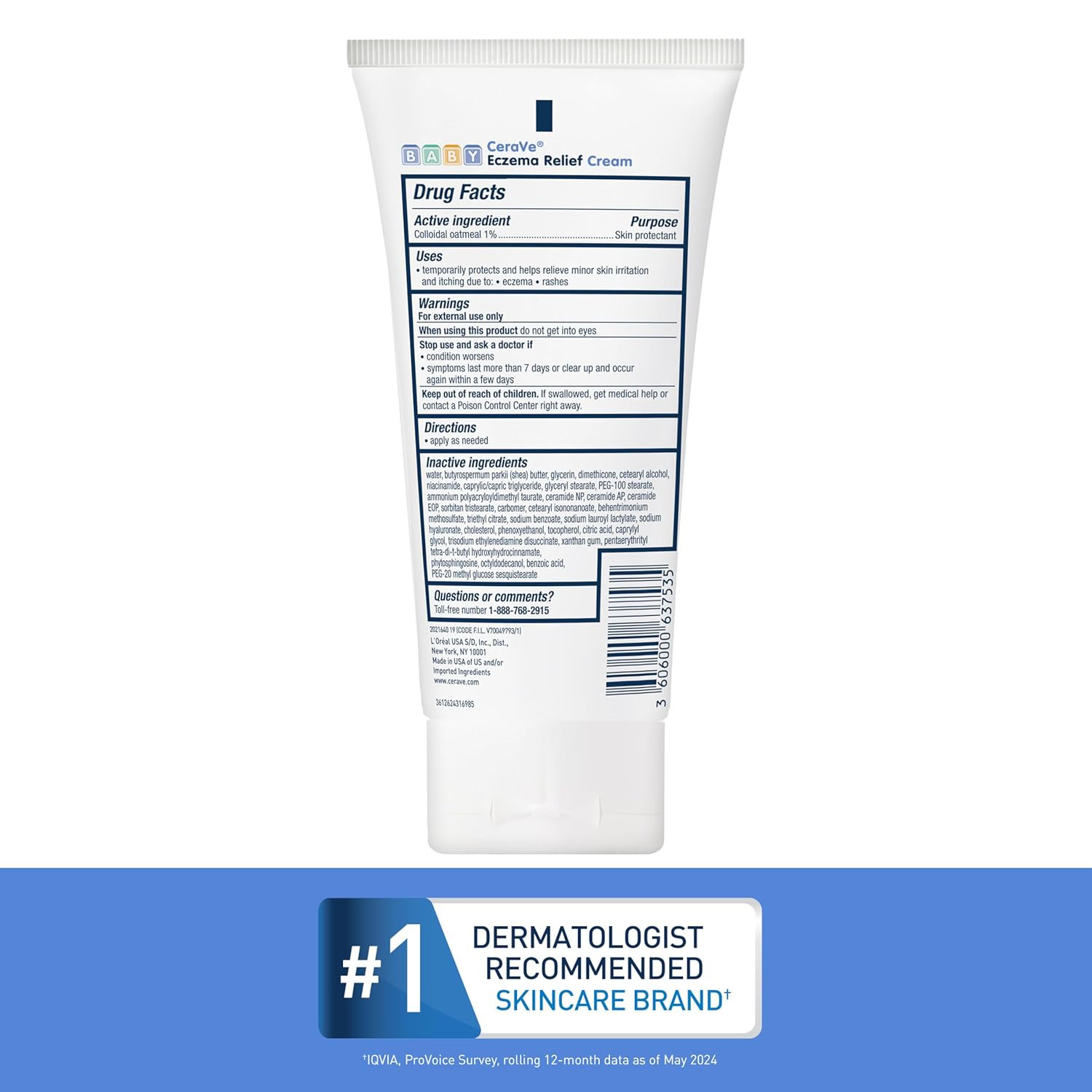 Cerave Baby Eczema Relief Cream, 1% Colloidal Oatmeal Cream with Vitamin E & Cer