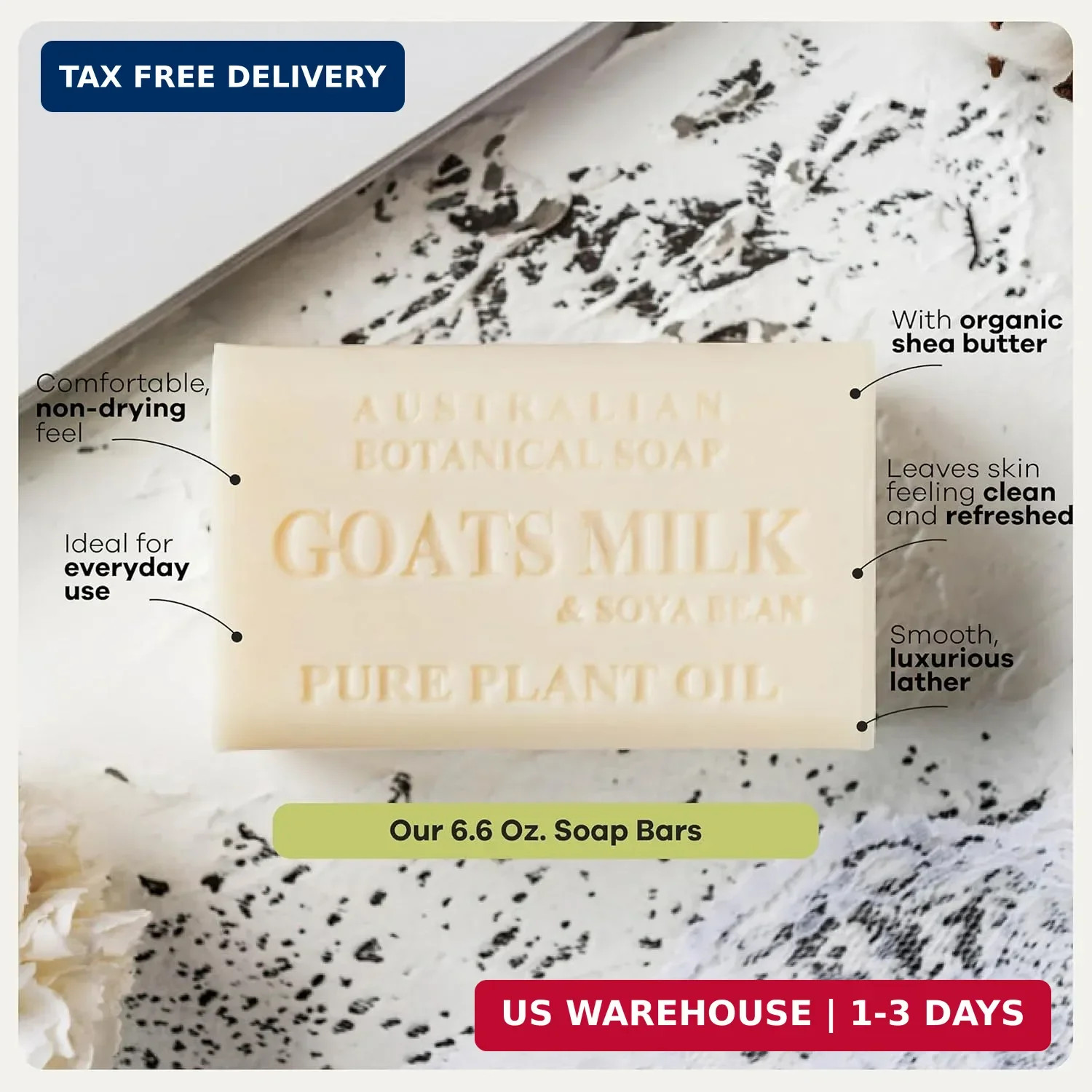 Australian Botanical Soap Variety Pack, 6.6 oz Bars – Goat Milk, Eucalyptus, Man