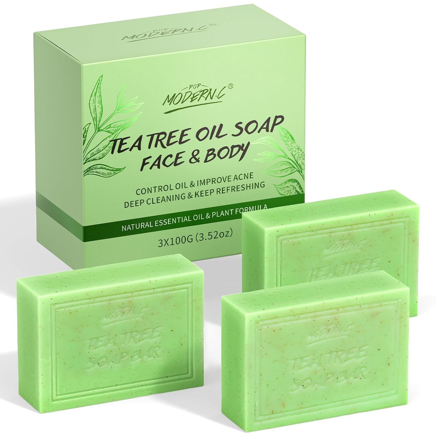 Tea Tree Soap Bar 3x100g for Face & Body Acne Odor Athlete’s Foot All Skin Typ