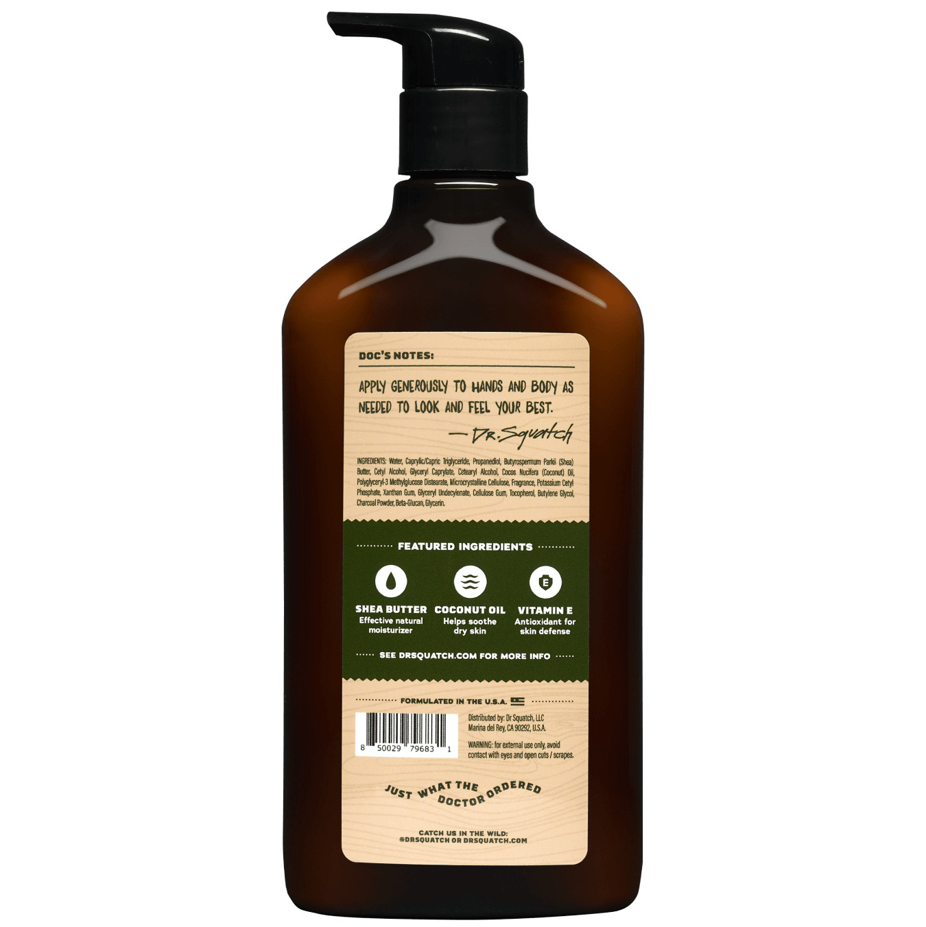 Dr Squatch Natural Hand & Body Lotion Dry Skin | Pine Tar #831