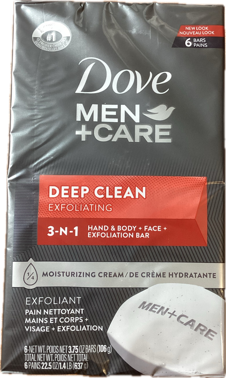 Dove Men+Care Body Soap and Face Bar Deep Clean 3.75 oz Per Bar 6 Bars