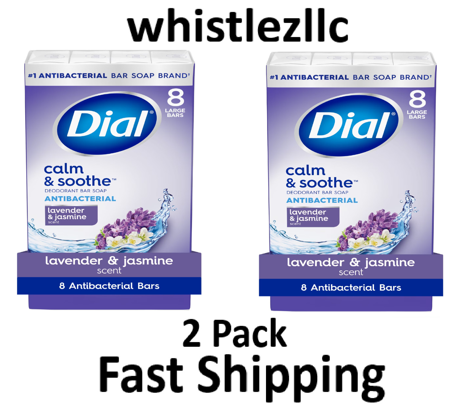 Dial Lavender Jasmine Calm & Soothe Antibacterial Bar Soap 4 oz,2 Pack of 8 Bars