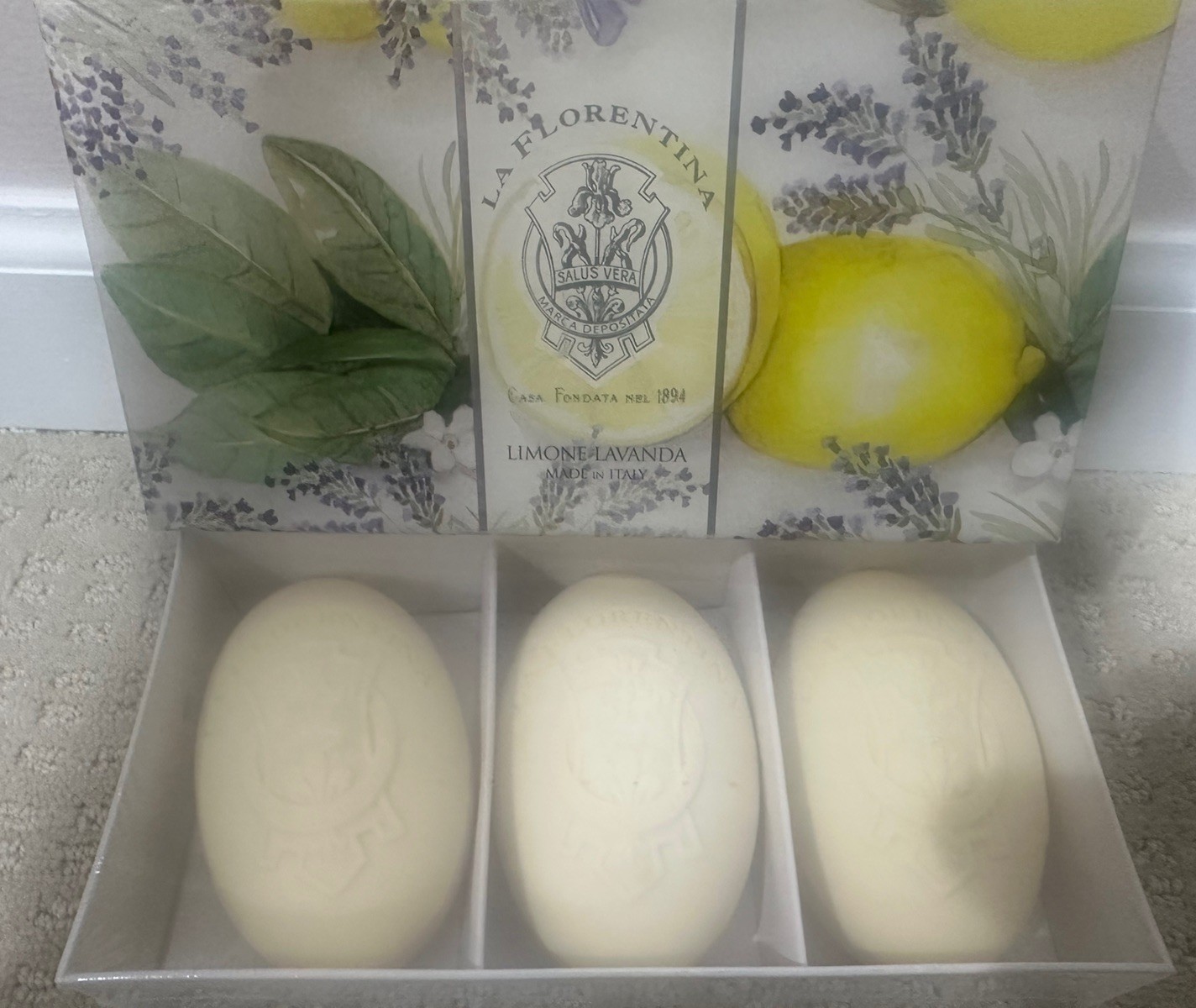 La Florentina 3×5.3 oz Luxury bar soap set Limone Lavanda Lemon Made In Italy