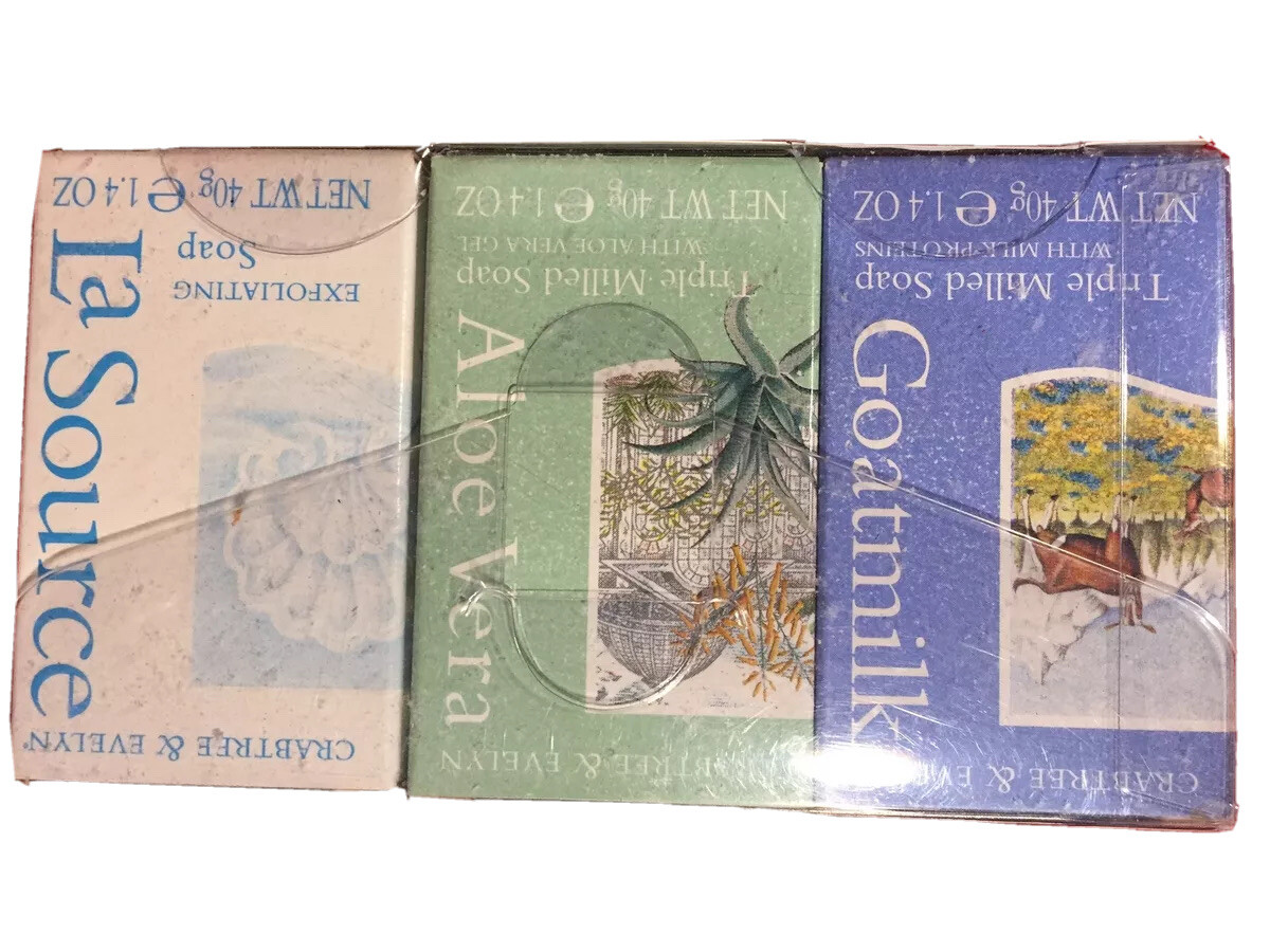 Crabtree & Evelyn Goatmilk Aloe Vera LaSource 6 Soaps 1.4 Ounce Each 8.4 Total