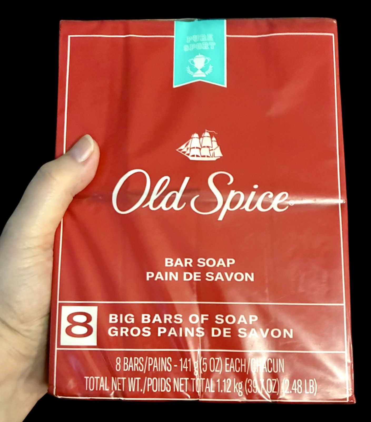OLD SPICE bar soap PURE SPORT pack of 8 x 5 oz/141g bars DISCONTINUED New Sealed