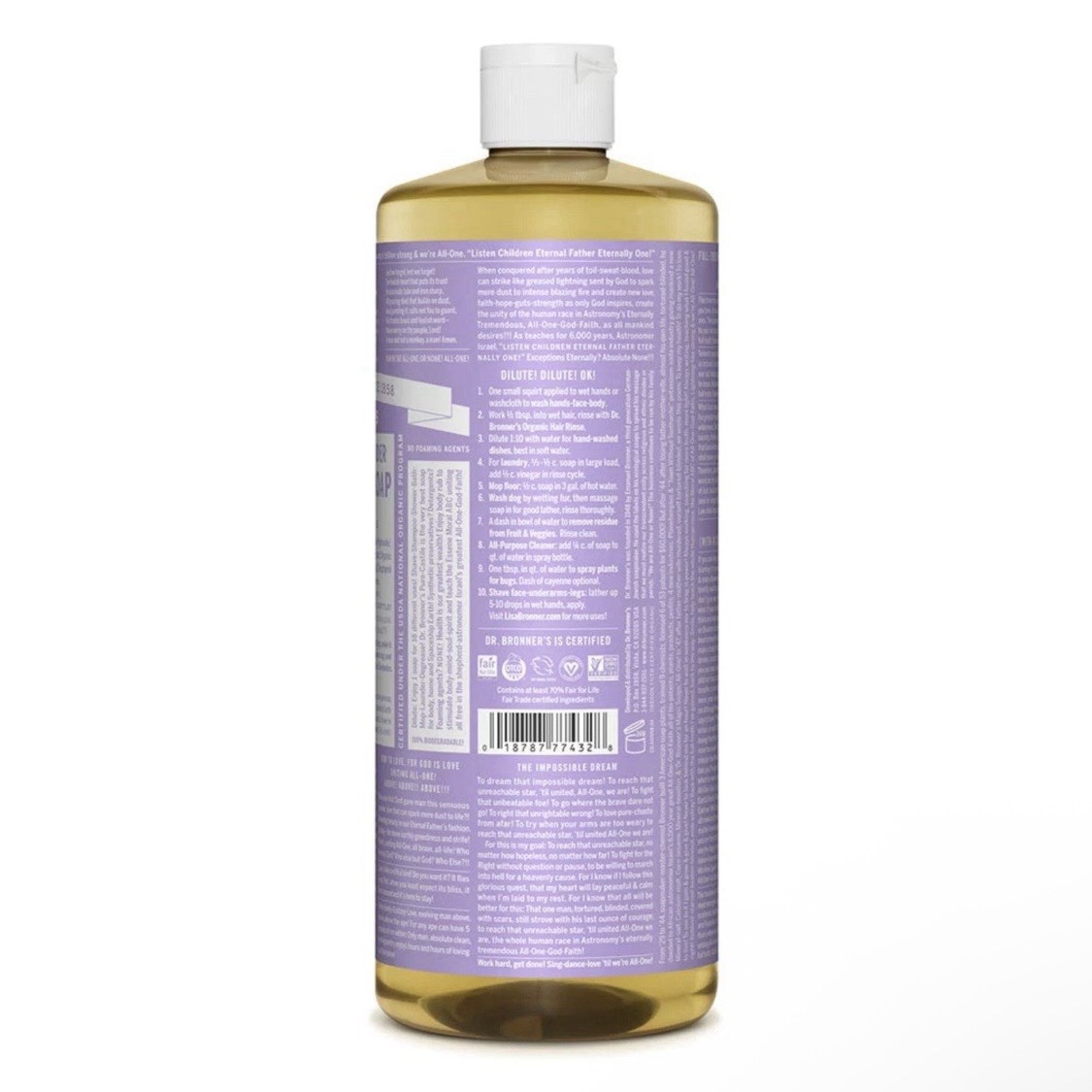 Dr Bronner’s Organic Fair Trade Pure Castile Soap 32 Fl Oz All Purpose Cleaner