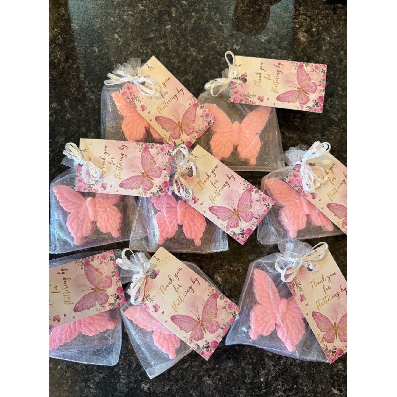 8 Pink Butterfly Thank You Soap Favor Set Baby Shower Bridal Shower