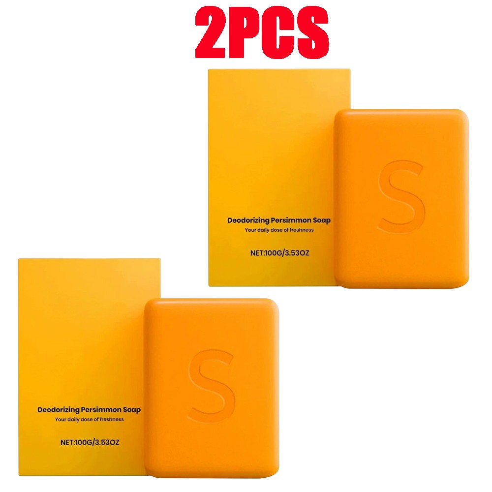 2PCS Swarva Persimmon Soap Bar Body Odor Control Deodorant Soap for Men&Women