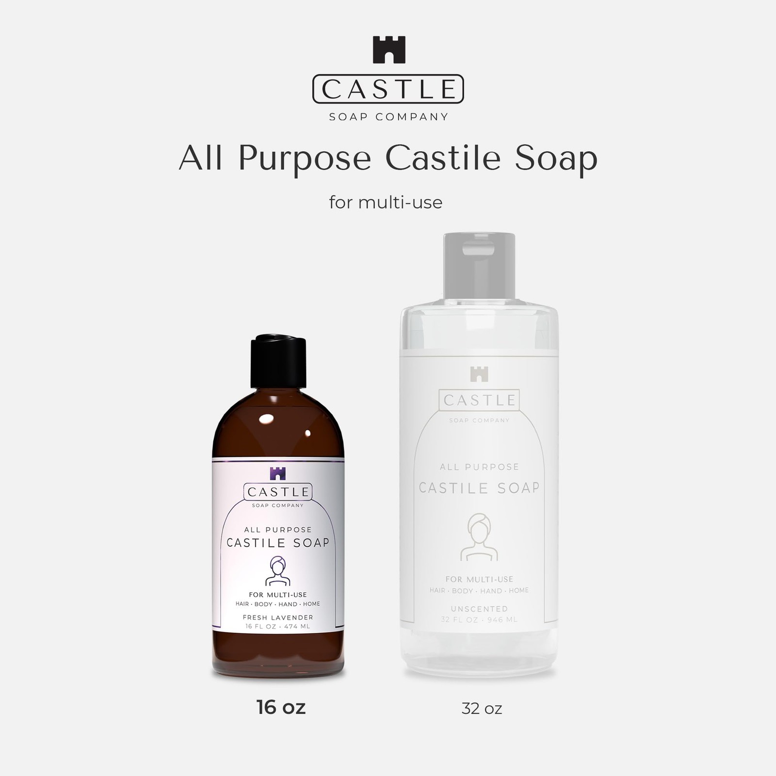 Castile Soap Liquid Unscented 16 Oz – All Purpose Liquid Castile Soap Unscent…