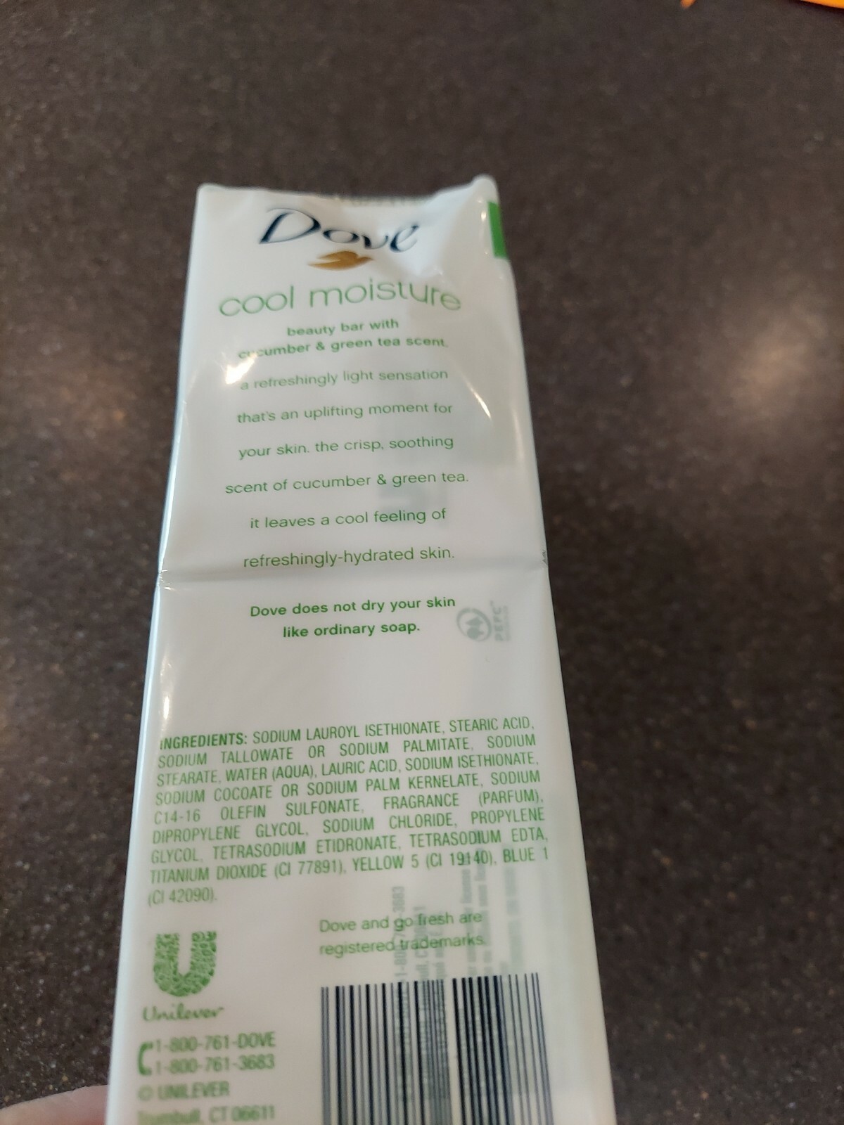 DOVE Go Fresh Cool Moisture Beauty Bar Cucumber Green Tea Accent 6 Bars New