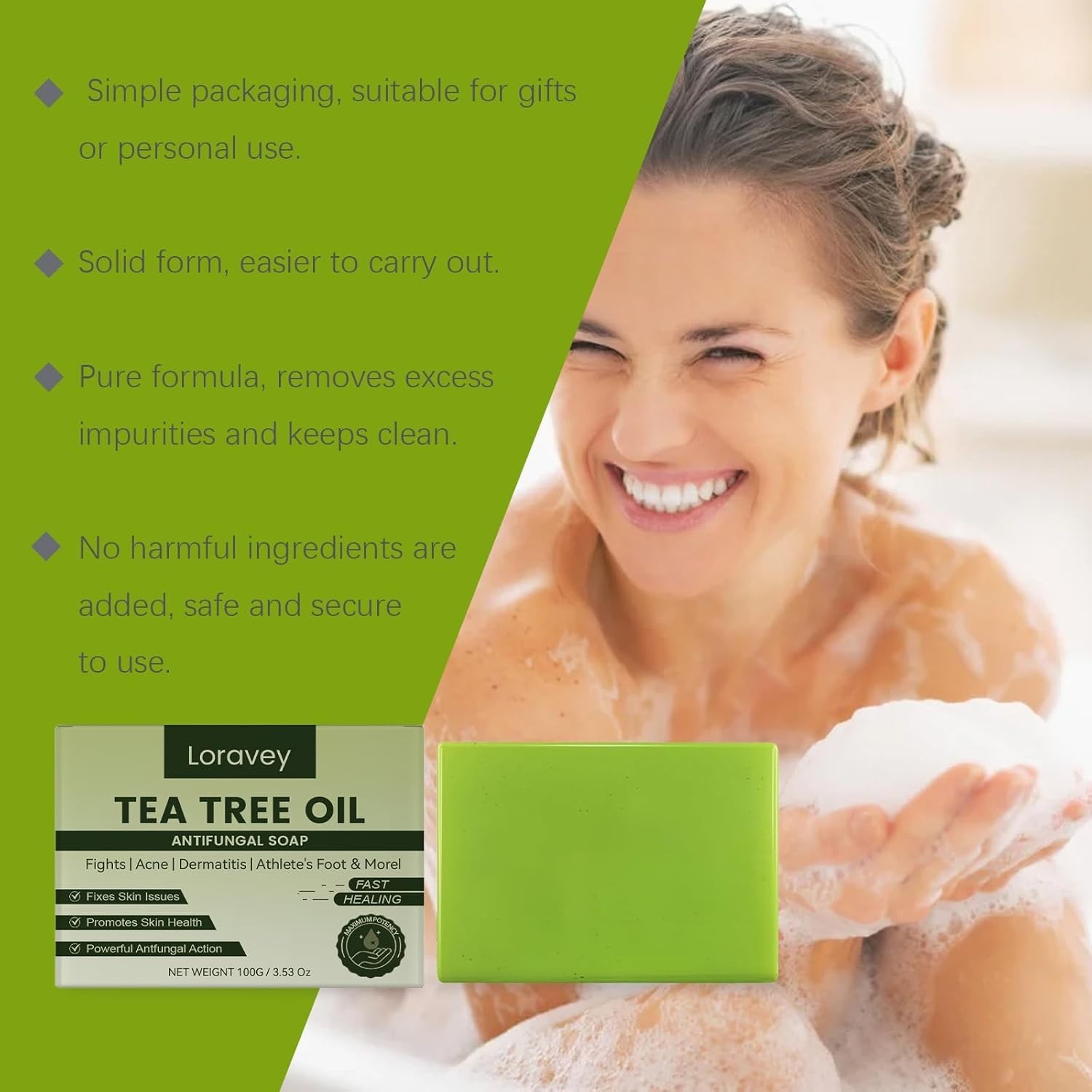 Antifungal Relief Soap Bar, New Tea Tree Oil Soap, Natural Foot & Body Soaps for