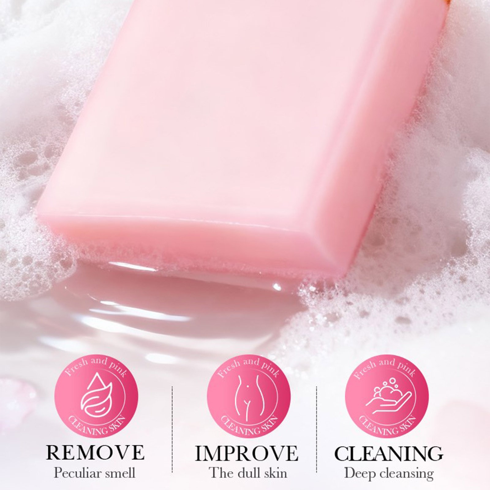 Women Soap With Foaming Net For Private Personal Care Strawberry-Scented 100g