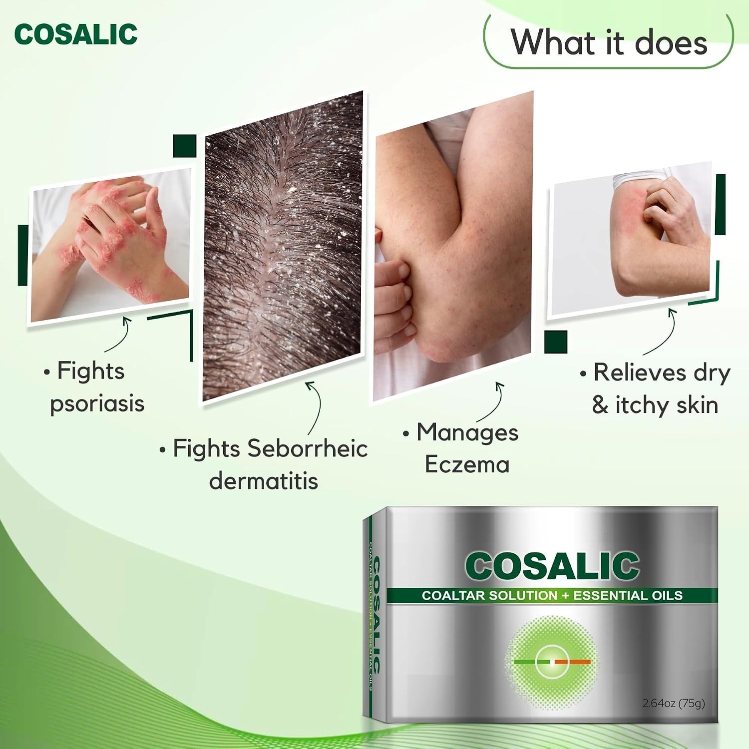 Daily Use Coal Tar Bathing Bar 75g with Essential Oils for Refreshing Cleansing