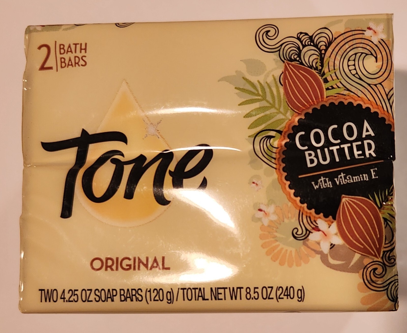 1-(2-Pack) Tone Original Cocoa Butter Vitamin E Bar Soap 4.25oz NEW SEALED