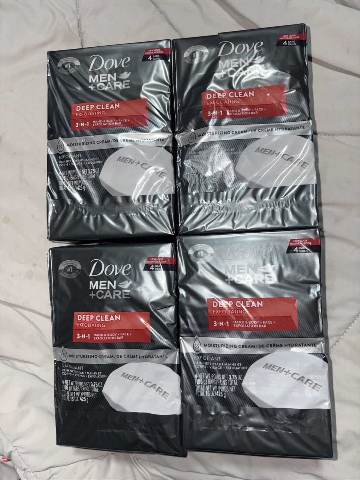 4 Packs Of 4 Bars Dove Men Care Deep Clean Exfoliating 3 N 1 Hand Body Face
