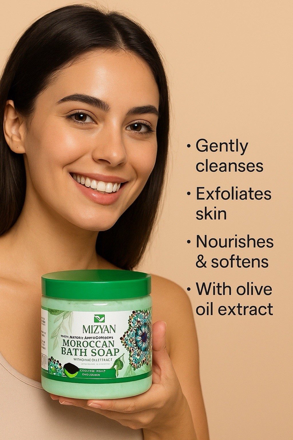 Mizyan Moroccan Bath Soap 1000ml – Pure Olive Oil Cleanser | Deep Moisturizing &