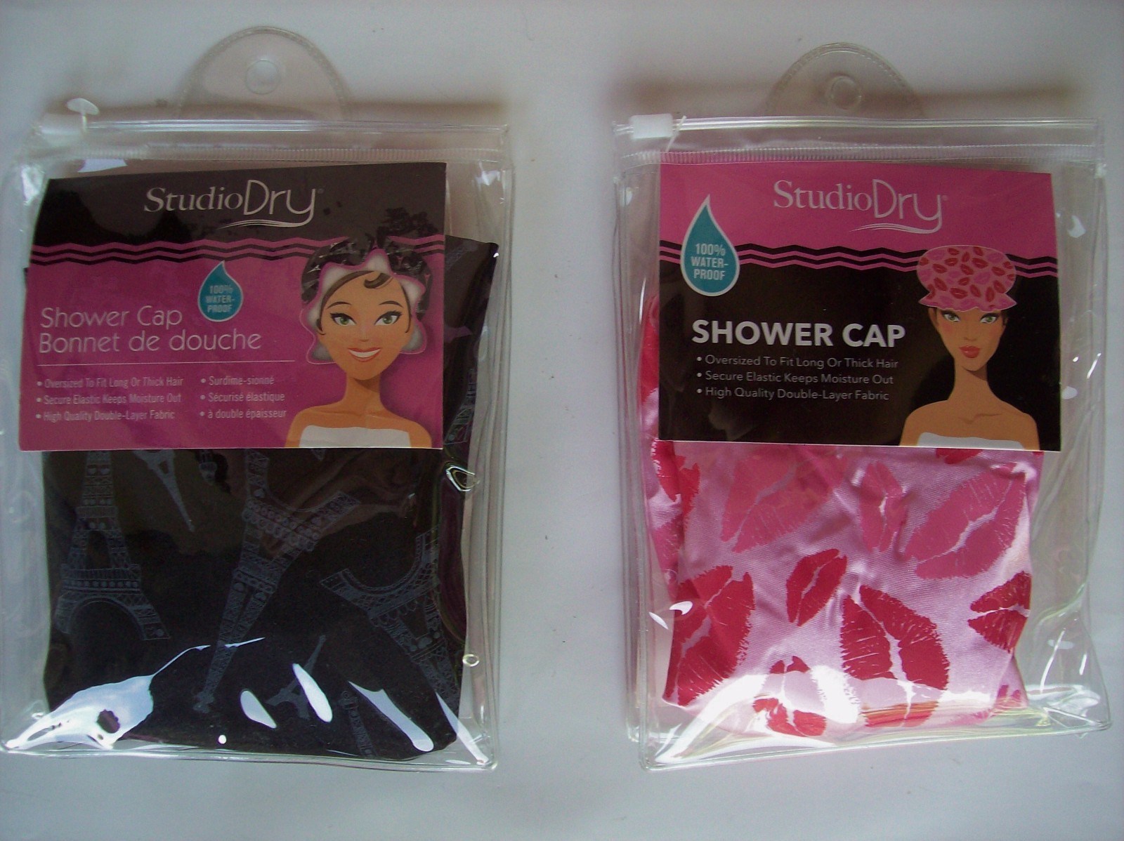 Studio Dry Shower Cap Select Color Design Watrproof Oversized Double-Layered NIP