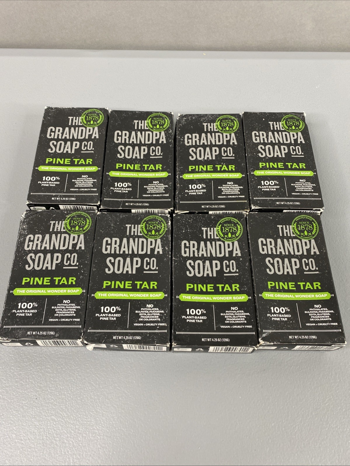 Pine Tar Bar Soap for Men-3in1 Cleanser, Deodorizer & Moisturizer, 8 Pk x 4.25Oz