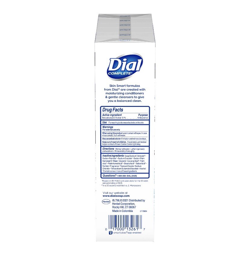 Dial Antibacterial Deodorant Soap, White, refresh and renew 3.2 Ounce 12 Bars