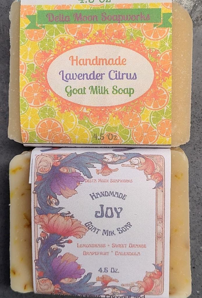Pair of Handmade citrus Goat Milk Soaps, essential oils, ships fast!