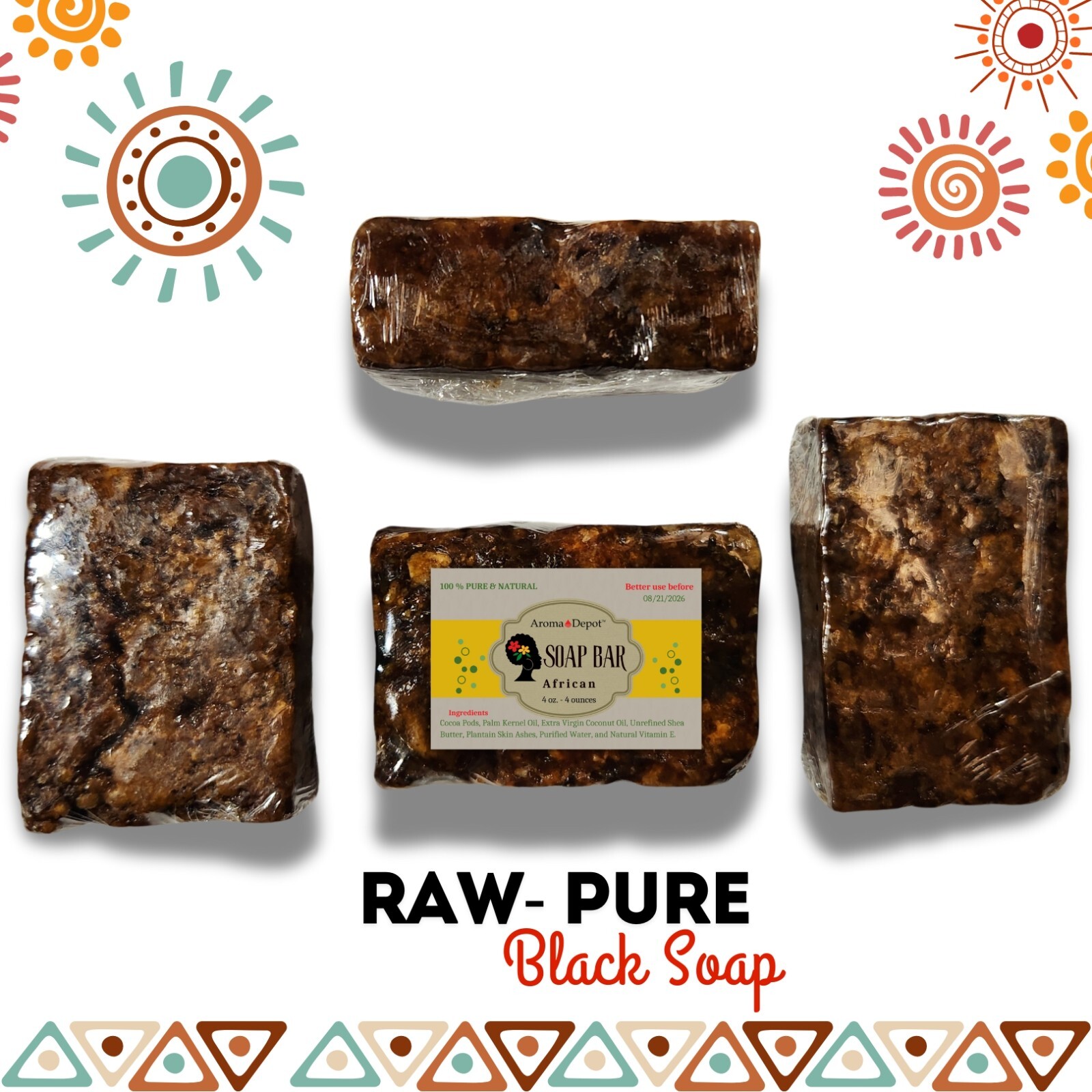 MORINGA Black Soap Herbal Vegan Organic Unrefined 100% Natural Anti Acne/Fungus