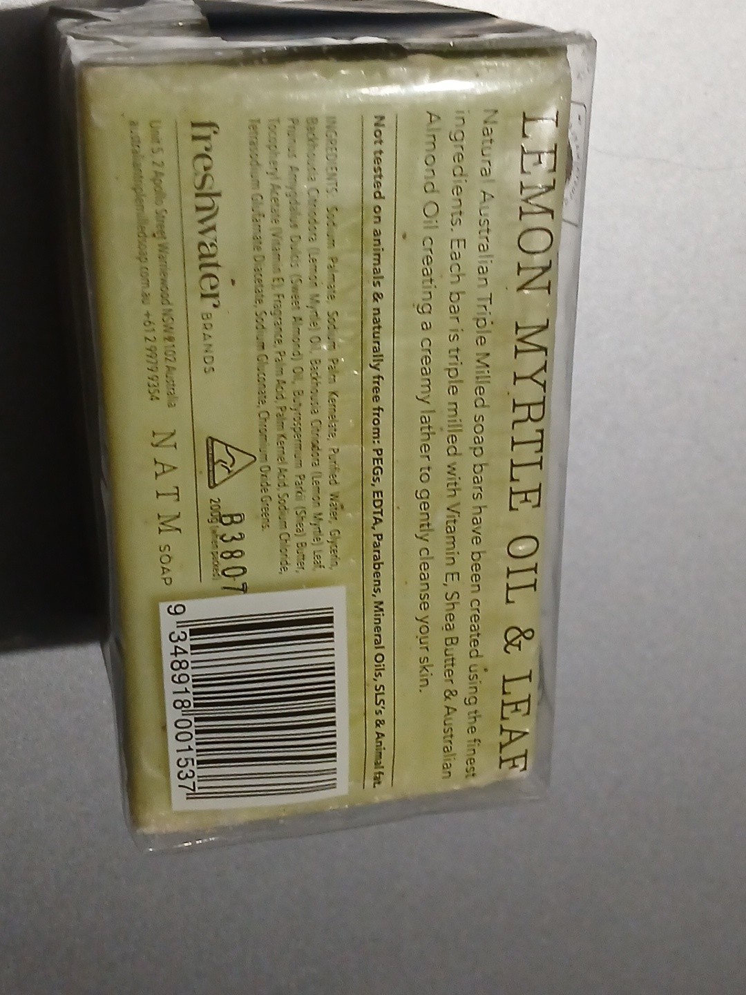 NATM 2 Pack Lemon Myrtle Oil & Leaf Triple Milled Soap Bars Australian