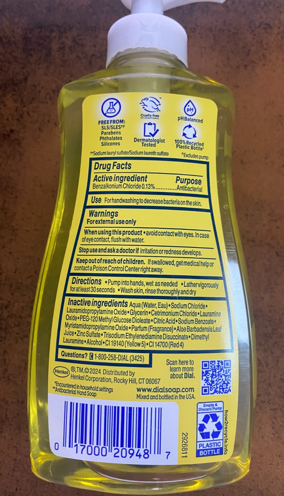4x11oz. Dial LEMON & SAGE Liquid Hand Soap Wash Pump Anti Bacterial KILLS 99%