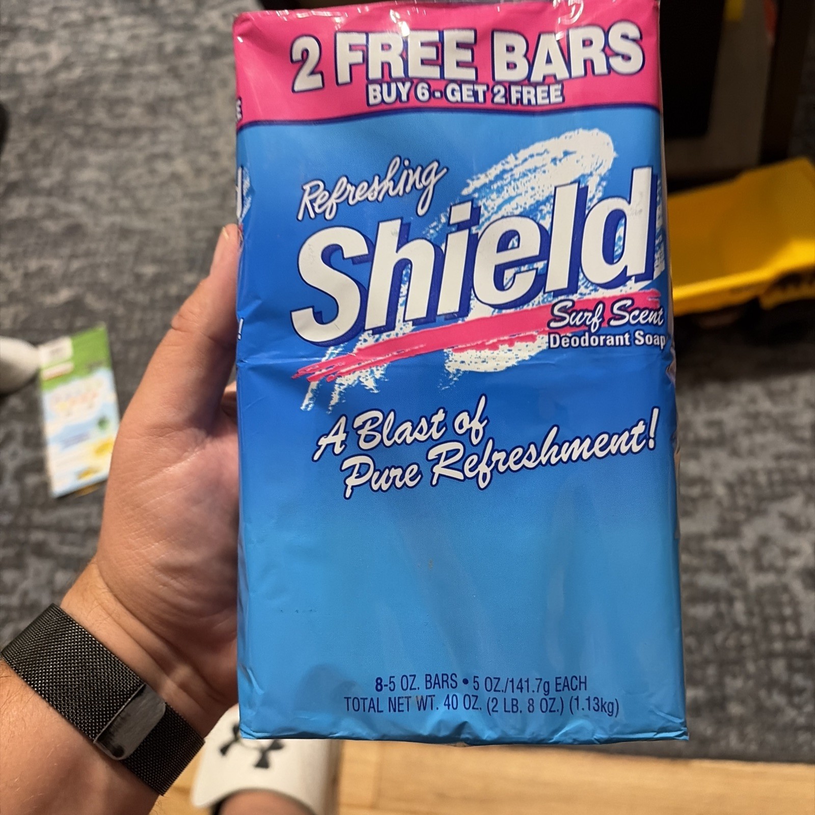 Vintage New 8 Bars Pack SHIELD Bar Soap 5oz SURF SCENT 1997 NOS SEALED 40 Oz