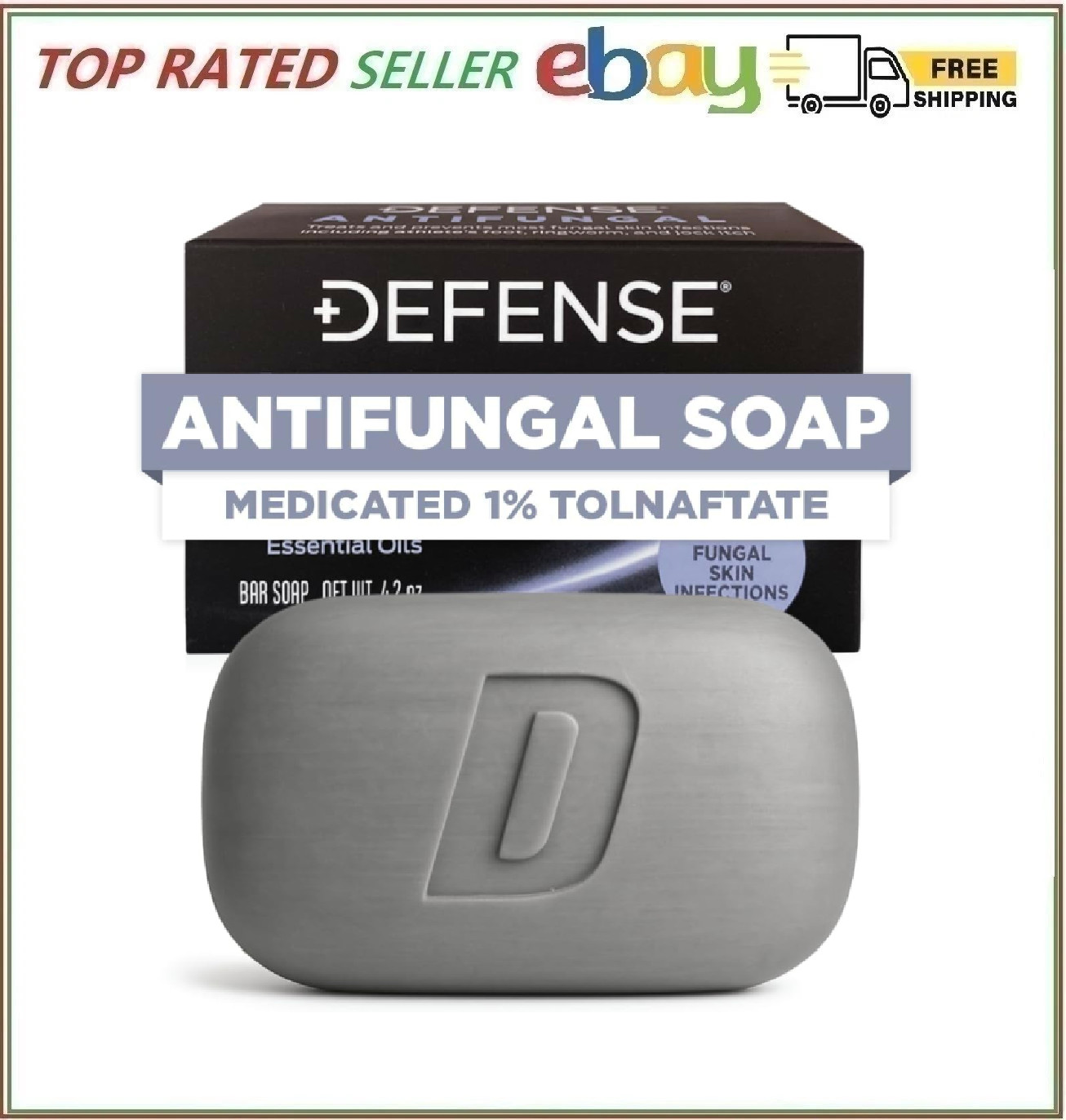 Defense Antifungal Bar Soap | Jock Itch, Ringworm, Athlete’s Foot, Skin Fungus |
