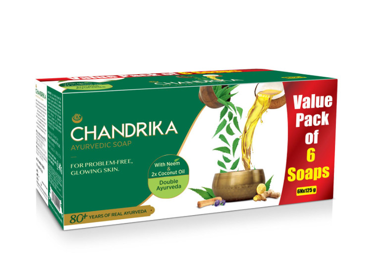 Chandrika Ayurvedic Soap Classic 125g x 6 Handmade Bath Soap Coconut Oil