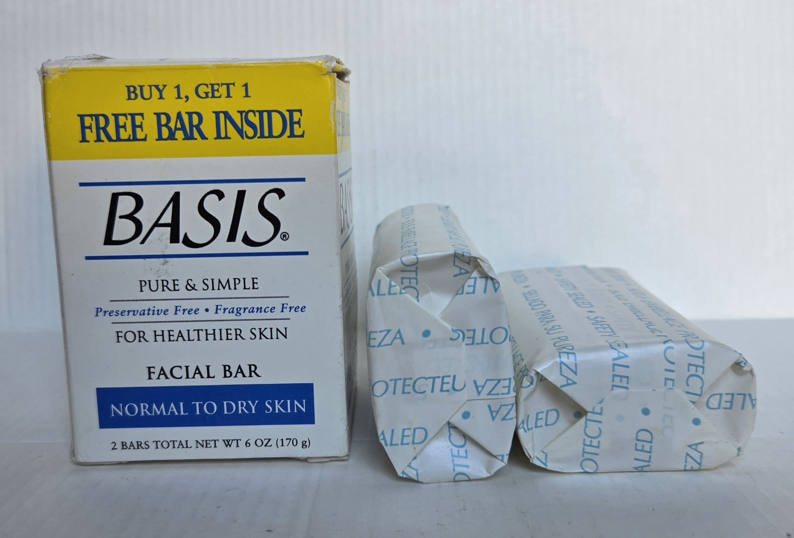 Basis Facial Bar Normal to Dry 2 Bars 6.0 Oz x2 Fragrance & Preservative Free
