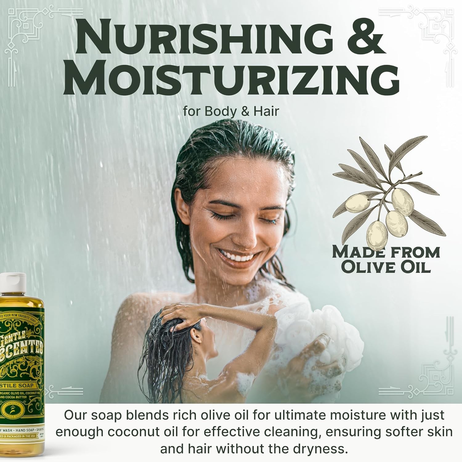 High Olive Oil Content Castile Soap – EWG Verified Unscented Body Wash, 128 Oz