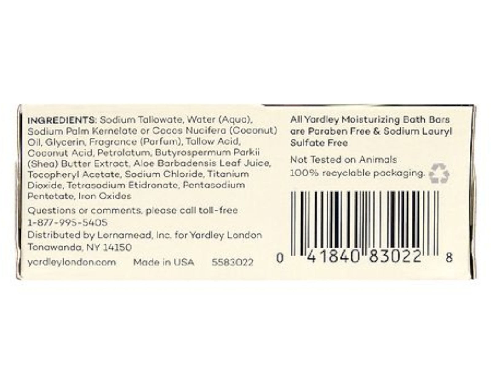Yardley London Moisturizing Bath Bar Creamy Coconut 4oz. – Pack of 5