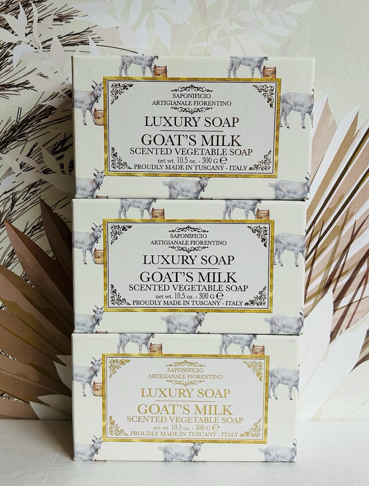 3-Pack Saponificio ~ Goat’s Milk Scented Vegetable Soap 10.5 oz Each