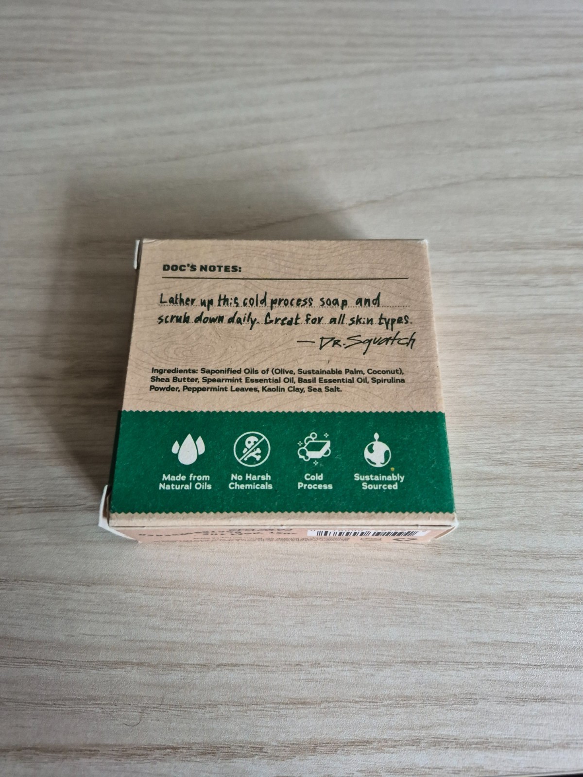 Dr. Squatch Men’s Natural Soap Spearmint Basil 5 oz Bar Zero Grit Spearmint Oil