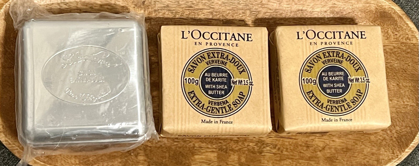 L’Occitane 2 ct Verbena Shea Butter Soap Bar 100g/3.5oz + Tin Travel Case, NEW
