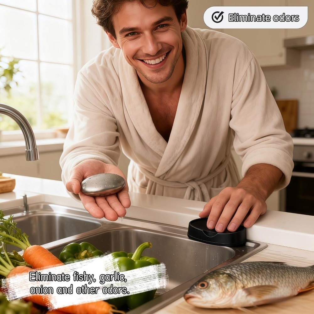Stainless Steel Soap Bar Remove Odor from Hands Garlic Onion Fish Smells Metal